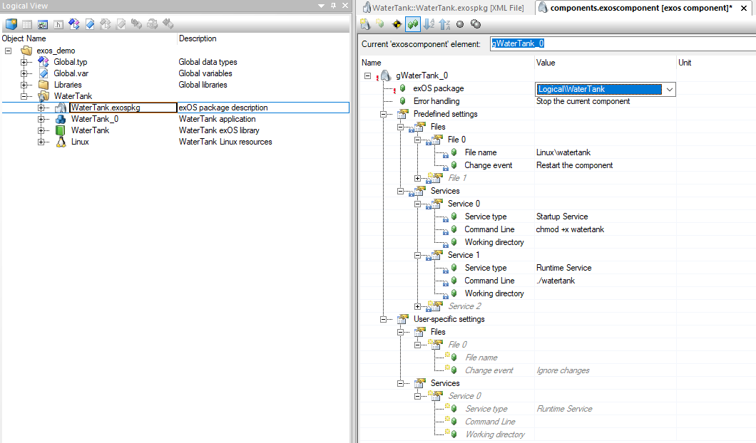 Population of .exospkg entries takes place when selecting the package